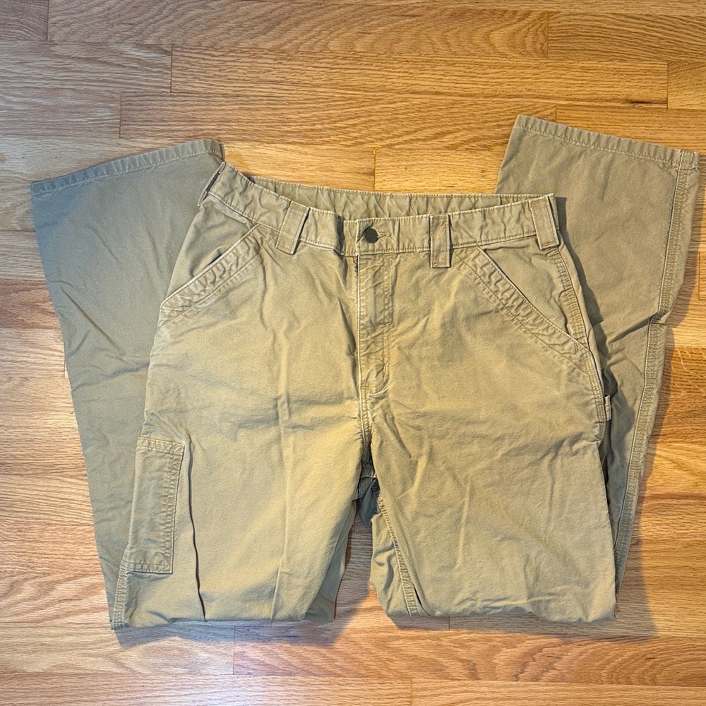 ✅ CARHARTT Original Dungaree Fit Classic Carpenter Pants 100% Cotton 34x34 -Tan